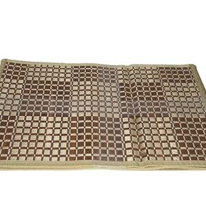 Unbranded brown and crm/tan woven checkered stitch bamboo placemats 4‎ placemats